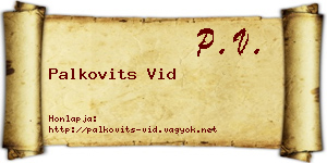 Palkovits Vid névjegykártya